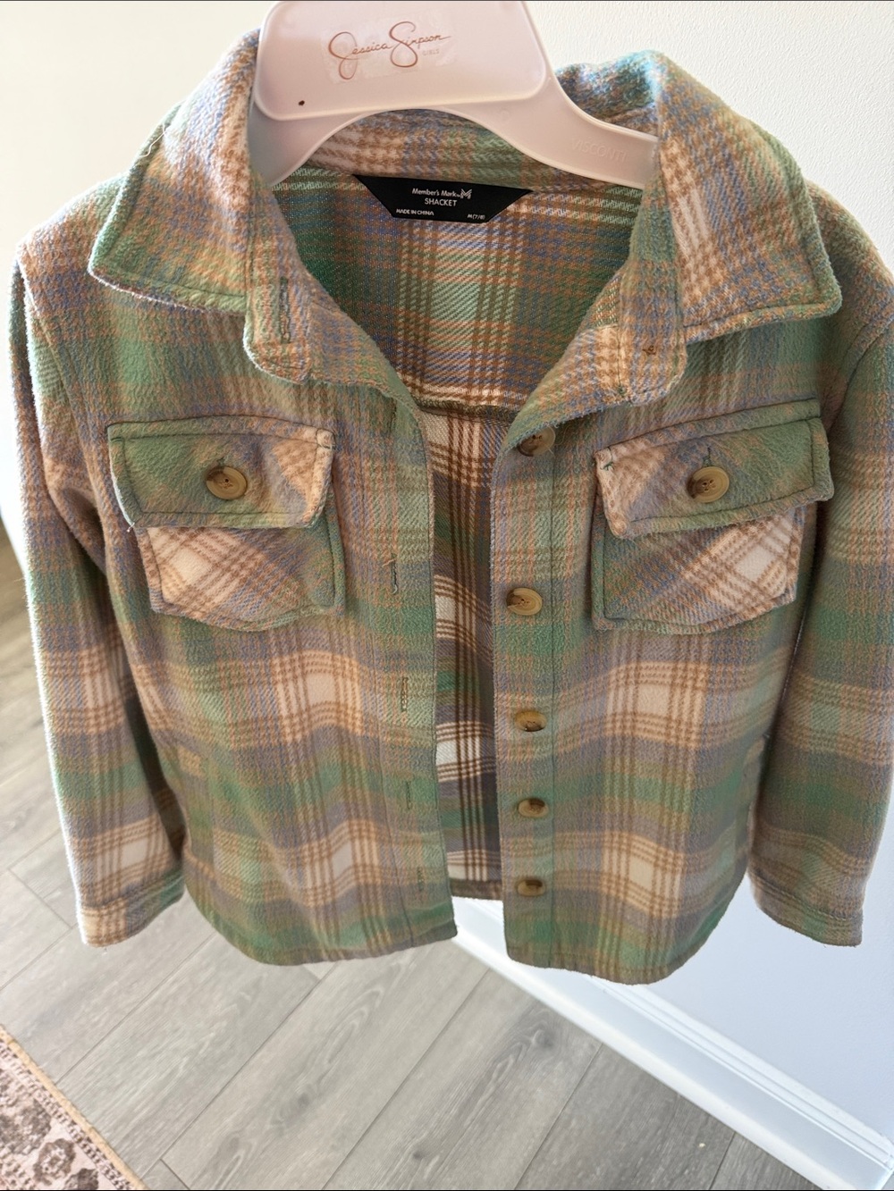 Shacket Kids Plaid Jacket - Green/Tan